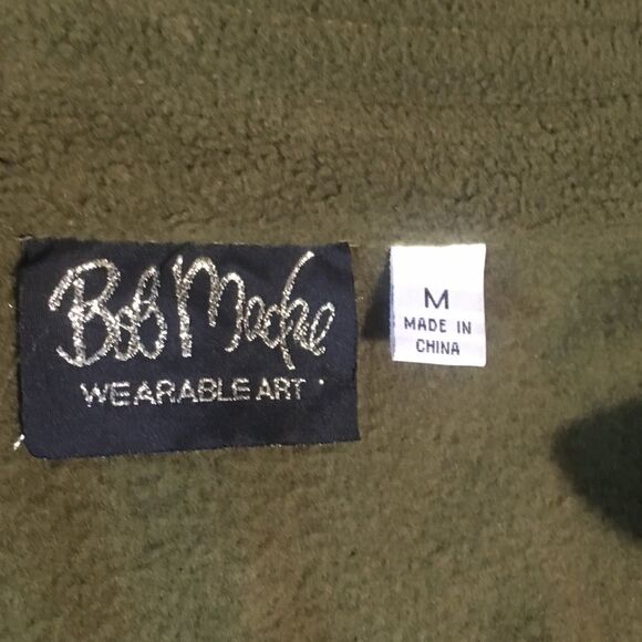 Bob Mackie Medium Green Embroidered Fuzzy Jacket - Picture 8 of 10
